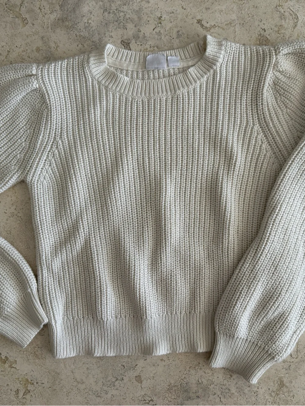 GAP Cream Ribbed Crewneck Sweater